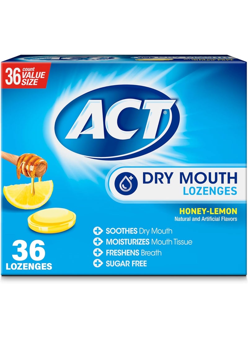 اكت معينات للفم الجاف مع إكسيليتول، 36 معينة، خالية من السكر بنكهة العسل والليمون - Image 1